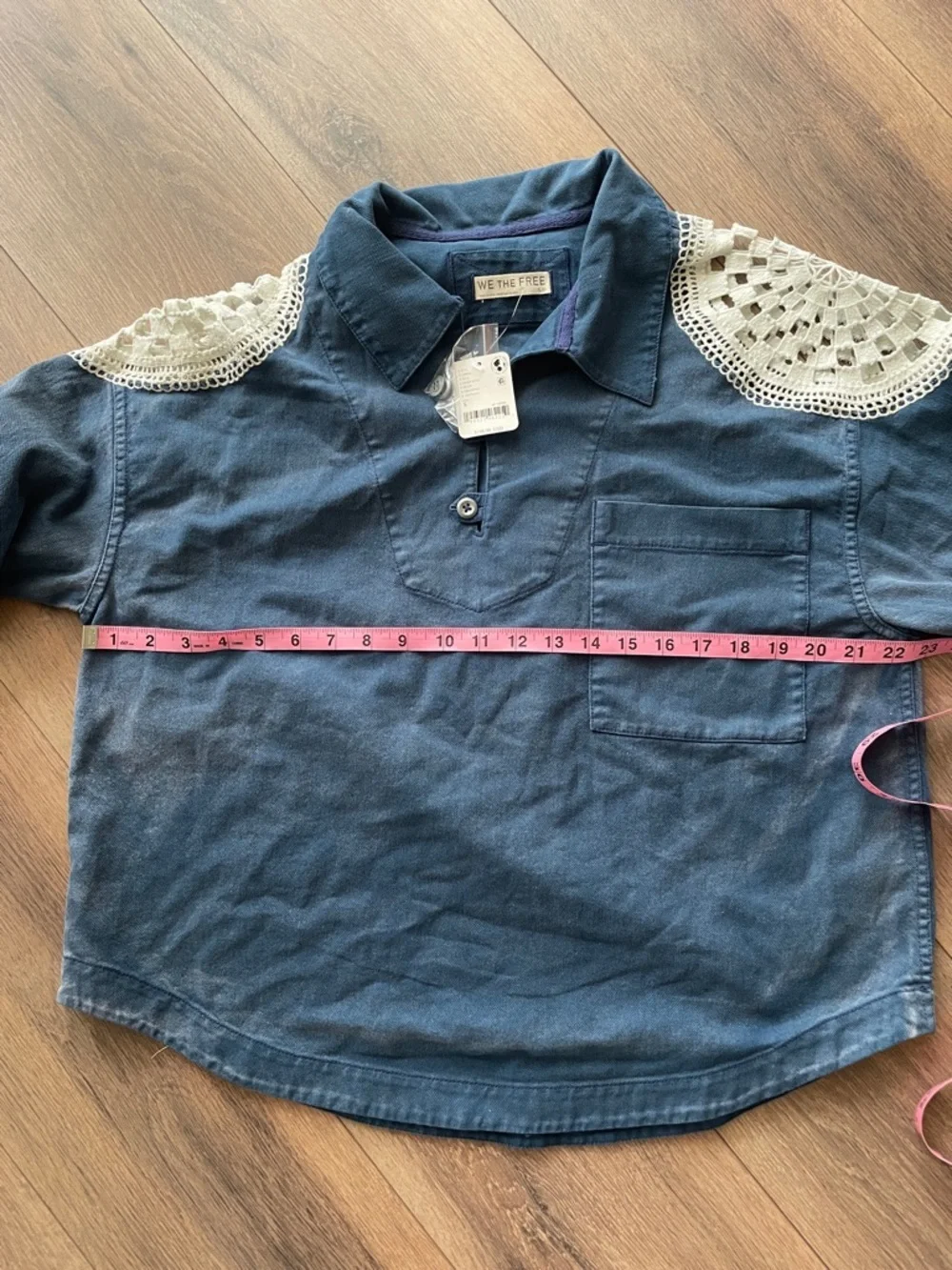 Free People Washed and Crafted Crochet Polo- Size Small